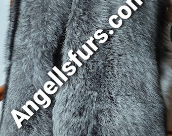 SILVER FROST FOX Double Long Collar- Etol!Fullpelt!Brand New Real Natural Genuine Fur!