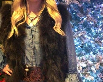 Brown Fox fur Vest!Brand New Real Natural Genuine Fur