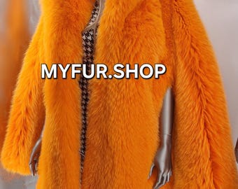 HOODED ORANGE FOX Sleeveless Cape! Order Any Color! Brand New Real Natural Genuine Fur!