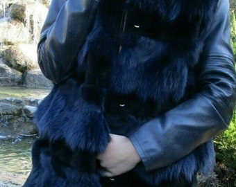 FOX LONG  VEST!Brand New Real Natural Genuine Fur