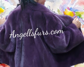 PURPLE MINK FULLPELTS jacket!Brand New Real Natural Genuine Fur!Order Any color!