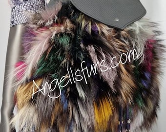 BACKPACK MULTICOLORED FOX! Brand New Real Natural Genuine Fur!