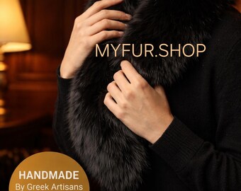 BLACK FOX COLLAR!Unisex!Order Any color!Brand New Real Natural Genuine Fur!