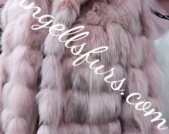 PINK SHORT FOX Fur Jacket!Brand New Real Natural Genuine Fur!Order Any color!