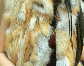 RED FOX Fur vest!Brand New Real Natural Genuine Fur