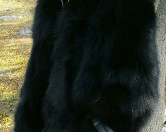 MEN'S HOODED BLACK Fox!Brand New Real Natural Genuine Fur!