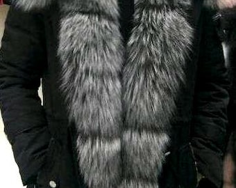 Hooded Parka coat with SILVER FOX!