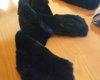 BLACK REX FUR Scarf!Unisex! Brand New Real Natural Genuine Fur!