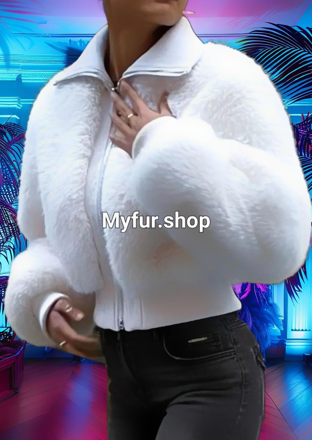 Fox Pattern Print Women Casual Bomber Jacket