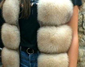 LONG FOX VEST Fullpelts Fur!Brand New Real Natural Genuine Fur!Order Any color!