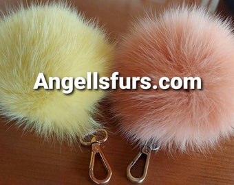 THREE FOX POM-keychains in Beautiful colors!Brand New Real Natural Genuine Fur!