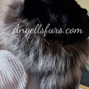 BLACK MINK HAT with Silver Fox!Brand New Real Natural Genuine Fur!