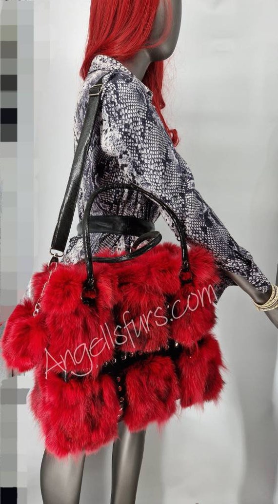 RED Color FOX Fur Bag!brand New Real Natural Genuine Fur! - Etsy