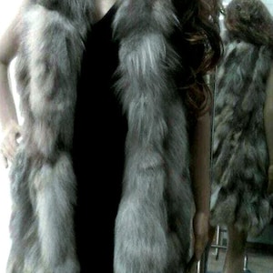 NEW! Natural,Real LONG SILVER Fox Fur Vest!!!