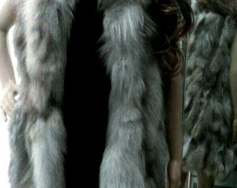 NEW! Natural,Real LONG SILVER Fox Fur Vest!!!