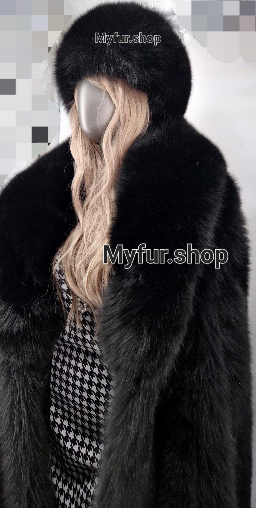 ブラックフォックスのフルレングスコート！新品本物の天然本毛皮、お