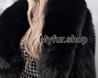 BLACK FOX FULL Length Coat!Brand New Real Natural Genuine Fur,Order Any color!