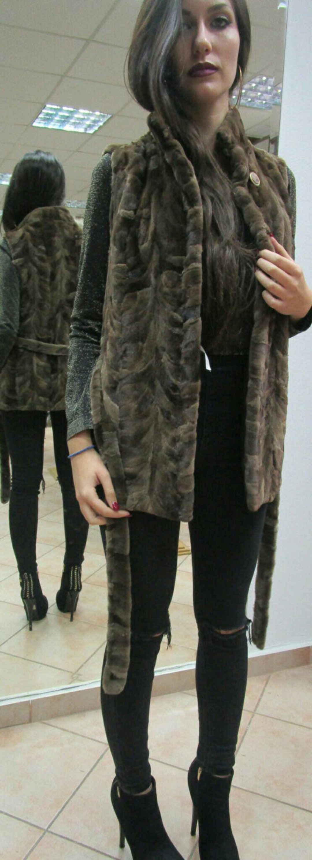 MINK FUR VEST With Beltbrand New Real Natural Genuine Fur Etsy
