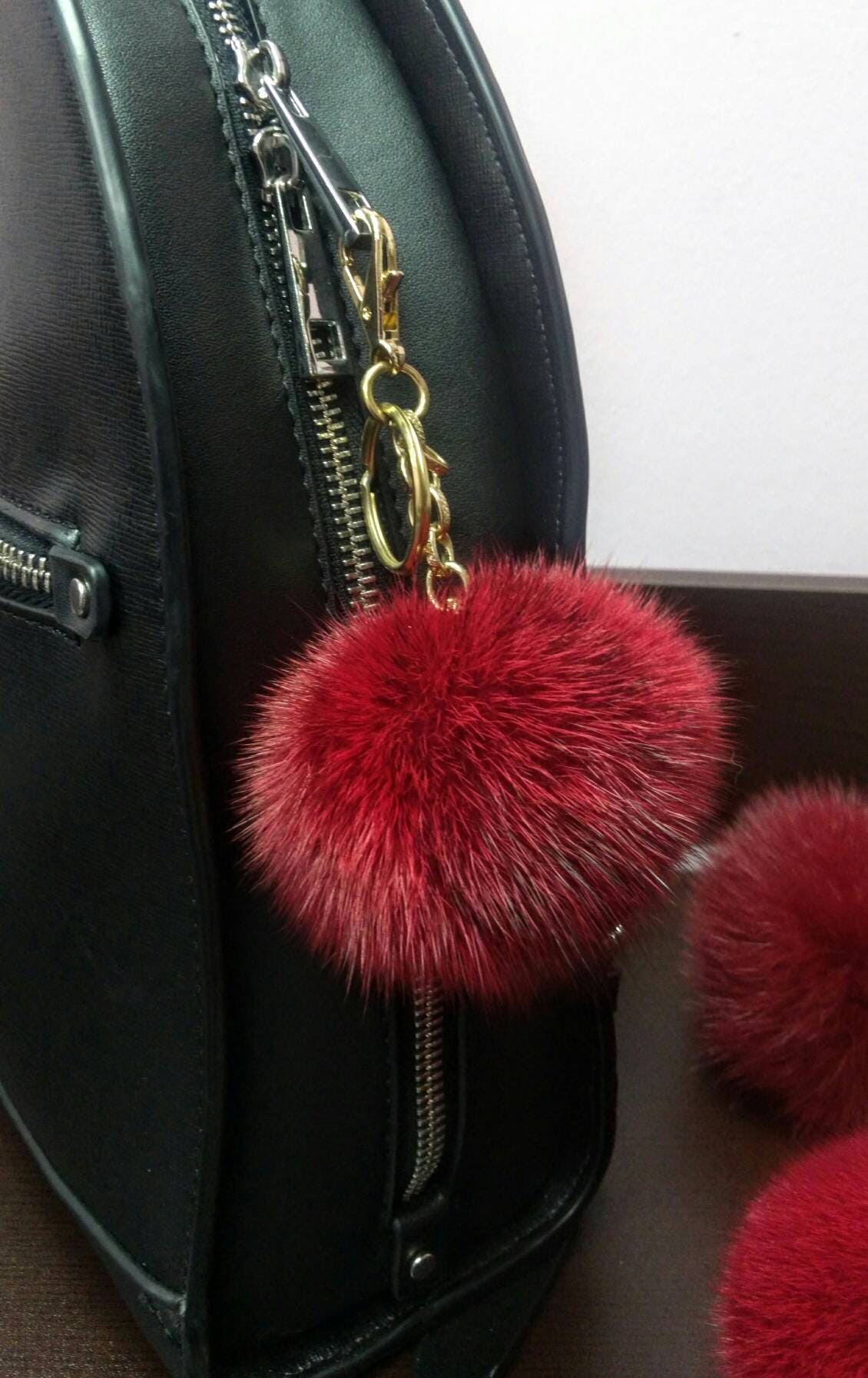 FRR Mink Fur Key Ring Pom Pom