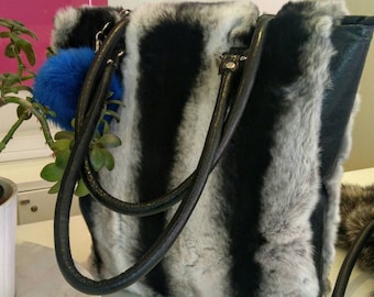 Real REX Fur Shopper Bag!Brand New Real Natural Genuine Fur