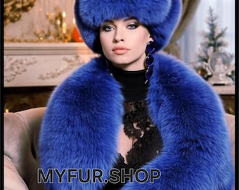 HAT AND ETOL Set! Order in any color!Brand New Real Natural Genuine Fur