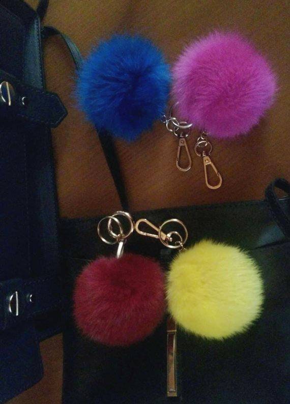 FRR Mink Fur Key Ring Pom Pom