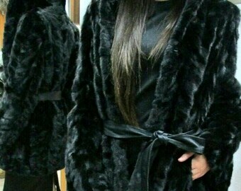Hooded Mink Fur Coat!Brand New Real Natural Genuine Fur