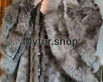 HOODED MINK Fur Oversize Coats!Brand New Real Natural Genuine Fur!