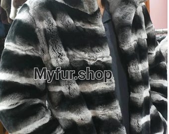 MEN'S REX FUR Coat!Brand New Real Natural Genuine Fur!