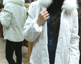 ホワイト毛皮コート 楽天市場】ホワイトフォックスファー×パールホワイトミンク白毛皮