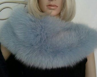 Light blue Fox collar!Brand New Real Natural Genuine Fur