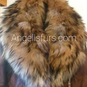 FINN RACCOON Fur collar!Brand New Real Natural Genuine Fur