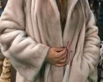 HOODED FULLPELTS MINK Coat!Brand New Real Natural Genuine Fur