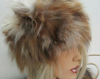 Crystal Fox Fur HAT!Brand New Real Natural Genuine Fur