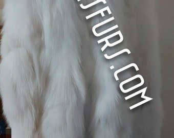 MEN'S LONG WHITE Fox Fur Coat!Brand New Real Natural Genuine Fur!