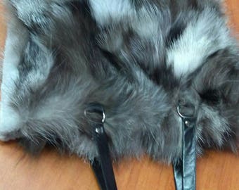 New!Natural,Real SILVER FOX Fur Shopper Bag!!!