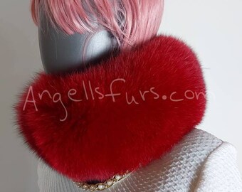 FOX FULLPELT FUR Round Elastic Collars-Headbands!Brand New Real Natural Genuine Fur!