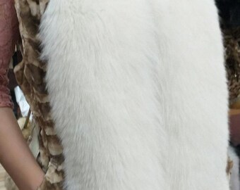 MINK Fur vest with Full FOX Collar!Brand New Real Natural Genuine Fur
