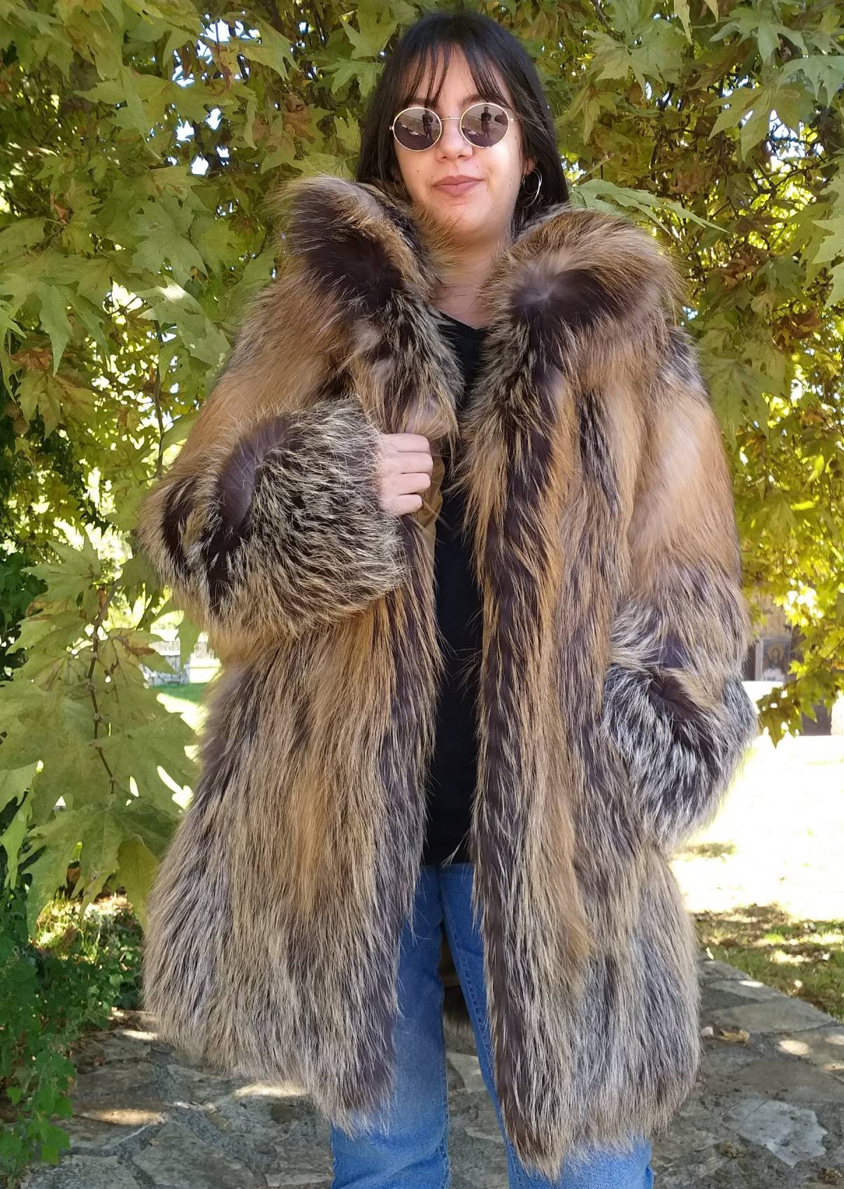 CROSS FOX FUR Coat!Fullpelts!Order Any color!Brand New Real Natural ...