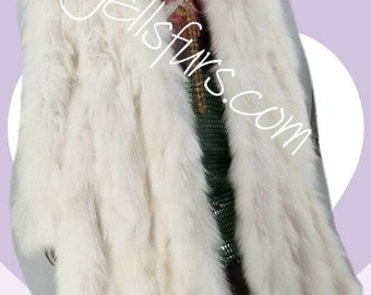 VERY LONG HOODED White Fox Coat!Order Any color!Brand New Real Natural Genuine Fur!