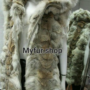 MEN&#39;S Coyote Hooded Natural Fur Vest!Brand New Real Original Genuine Fur