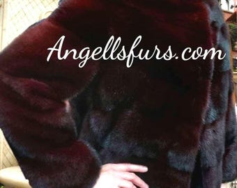 MINK FULLPELTS jacket in BORDEAUX Wine Color!Order Any color!Brand New Real Natural Genuine Fur!