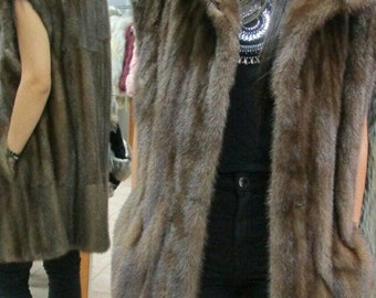 MINK LONG VEST!Fullpelts!Brand New Real Natural Genuine Fur!
