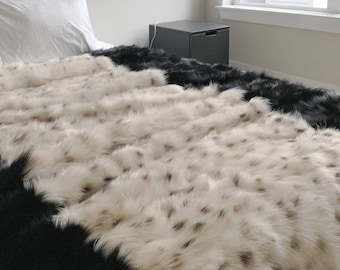 FOX FUR THROW-Blanket!Order in Any color combinations!Brand New Real Natural Genuine Fur For Home!