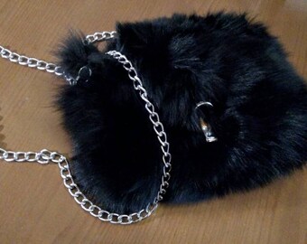 BLACK FOX Crossbody BAG!Brand New Real Natural Genuine Fur!
