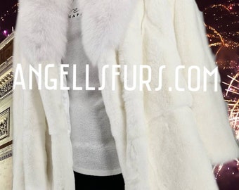 MEN'S REX Fullpelts Fur coat with FOX Collar!Brand New Real Natural Genuine Fur!