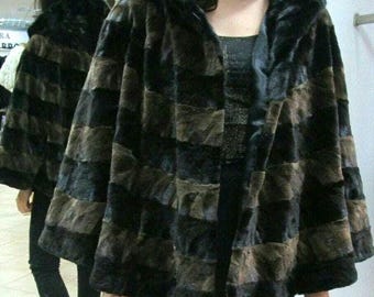 MINK Fur Cape Jacket in A-line model!One Size!Brand New Real Natural Genuine Fur!