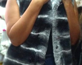 Rex Fullpelts fur vest in chinchila color!Brand New Real Natural Genuine Fur