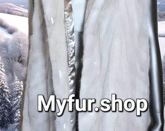LONG HOODED MINK Fur Vest!Brand New Real Natural Genuine Fur