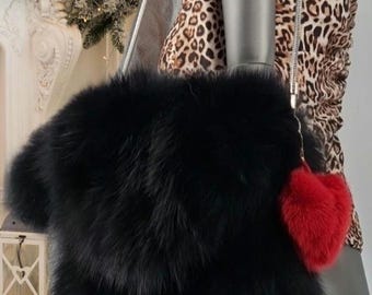 BLACK FOX Crossbody Bag!Order Any color!Brand New Real Natural Genuine Fur!